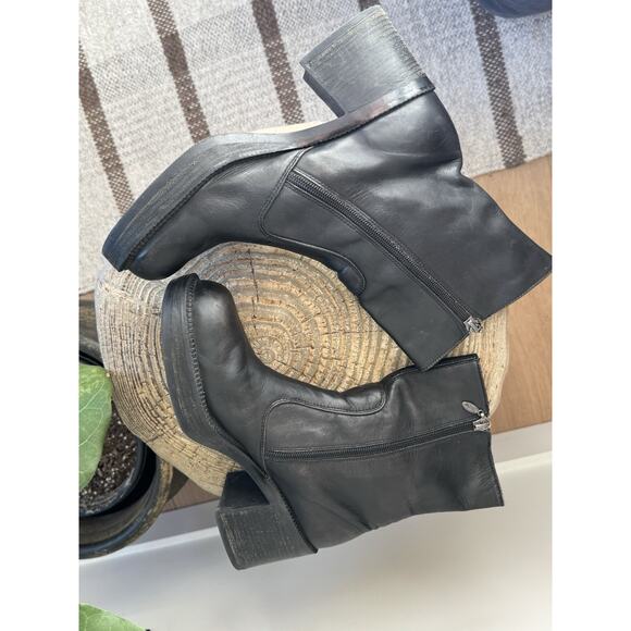 Harley Davidson Pavement 6” Black Leather Chunky Bootie Moto 8.5 8 1/2 Y2K Women - Picture 5 of 11